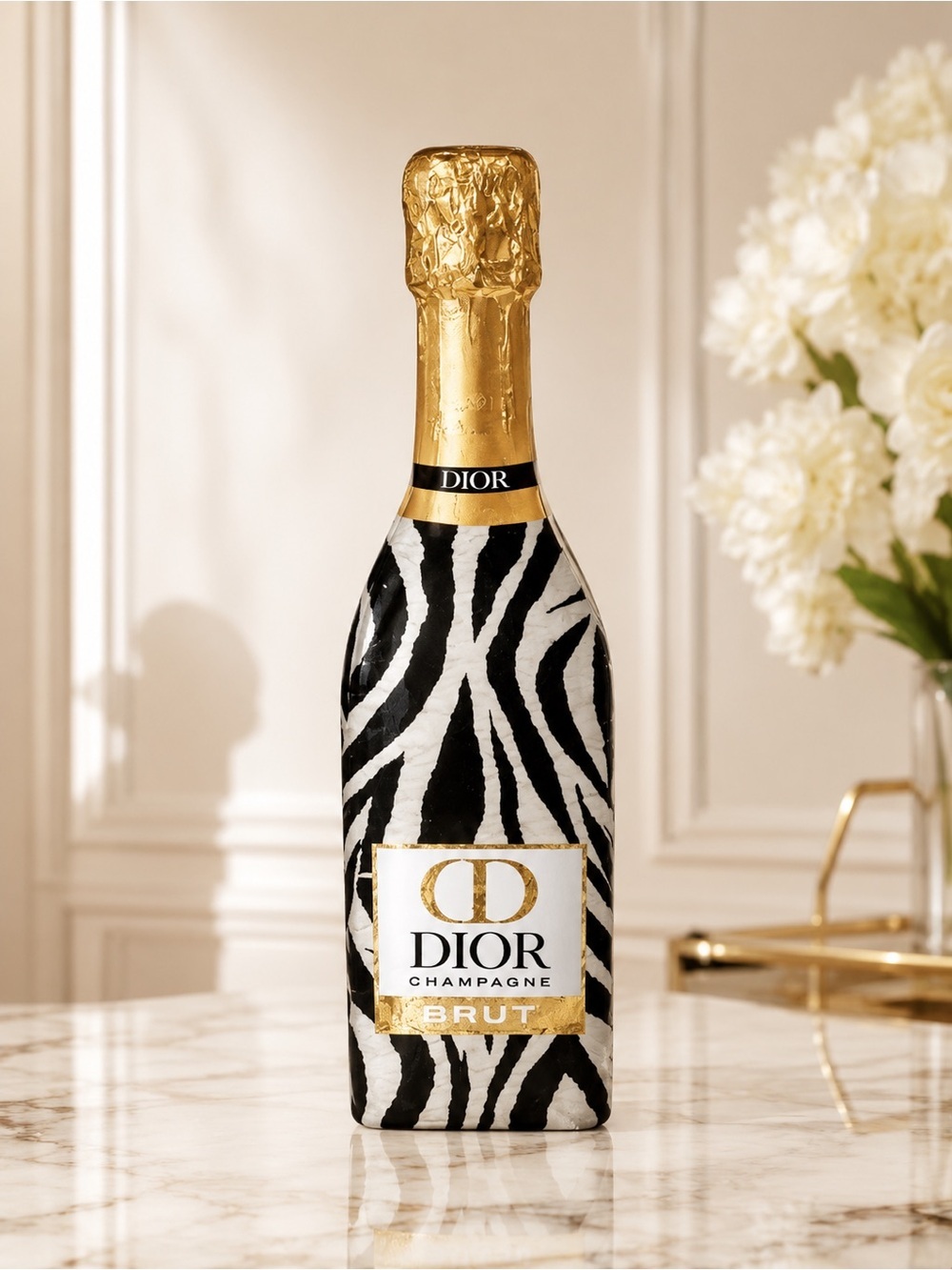 Dior Champagne Home Decor Zebra Print Glam Wall Art Accent NWT